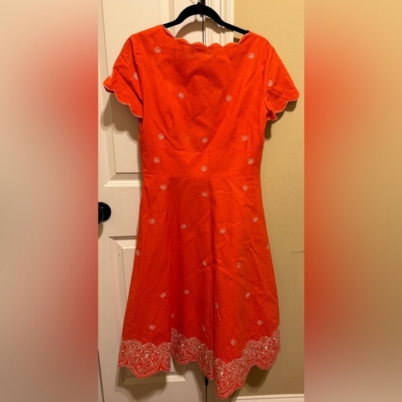 Coldwater Creek Dress Orange White Embroidery Size 8 - Picture 7 of 9